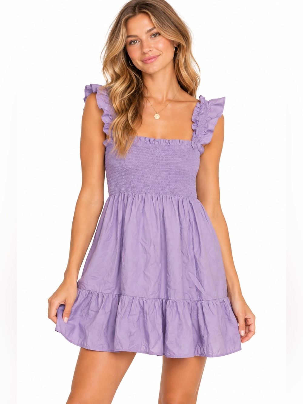Kourt Size XS Lavender Ruffle Strap Smocked Sundress